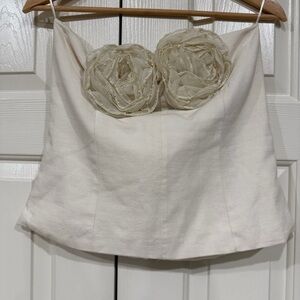 Brand New with Tags Zara Cream Tan Floral Top Size Large